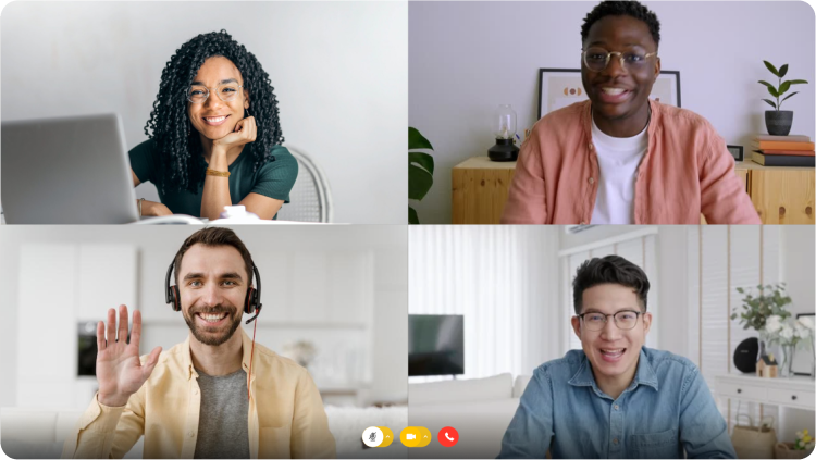 A screenshot of a call with 4 people in it