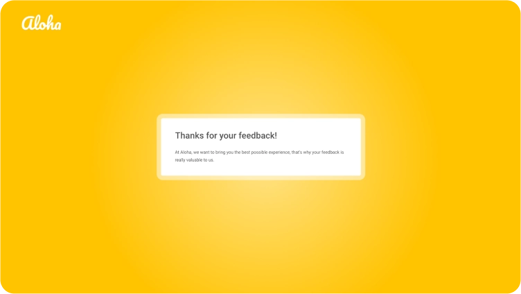 A screenshot of the Thank You screen